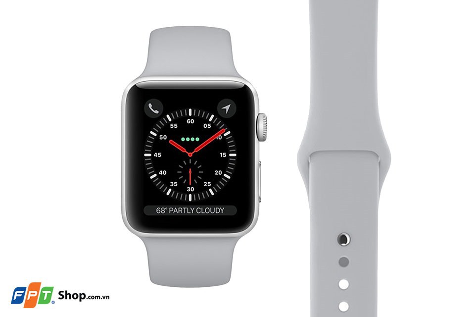 Apple Watch Series 3 GPS 38mm, viền nhôm, dây màu trắng xám